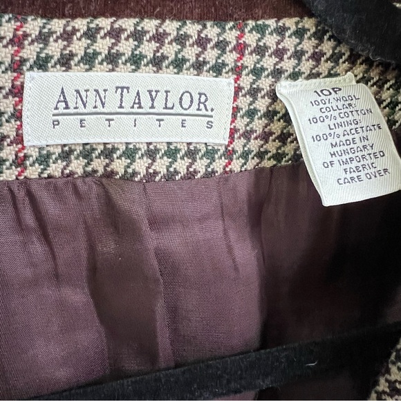 Ann Taylor 100% Wool Houndstooth Blazer Brown 10P - Picture 3 of 11